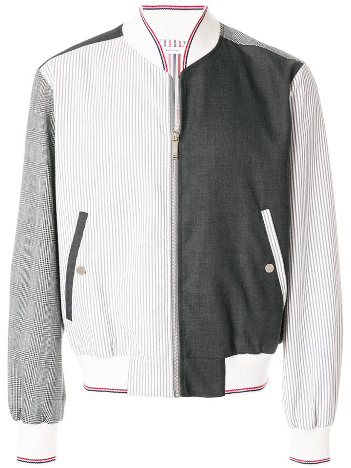 Thom Browne Contrast Panel Bomber Jacket - Grey