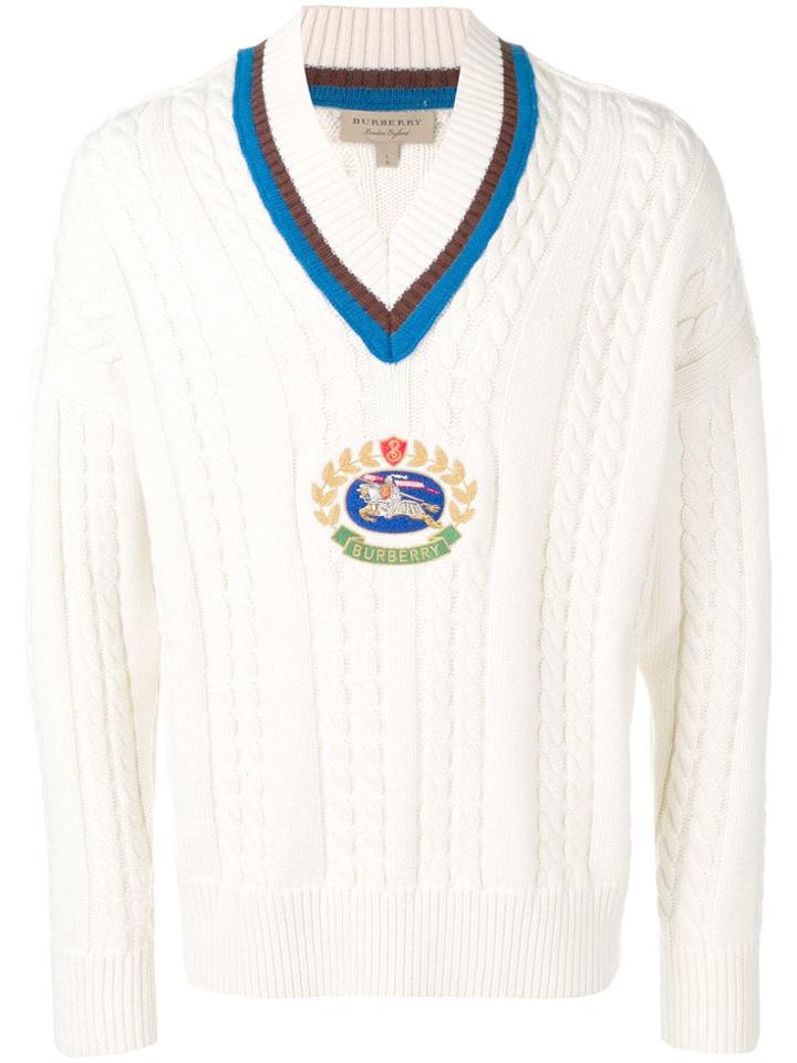 Burberry Embroidered Logo Jumper - White