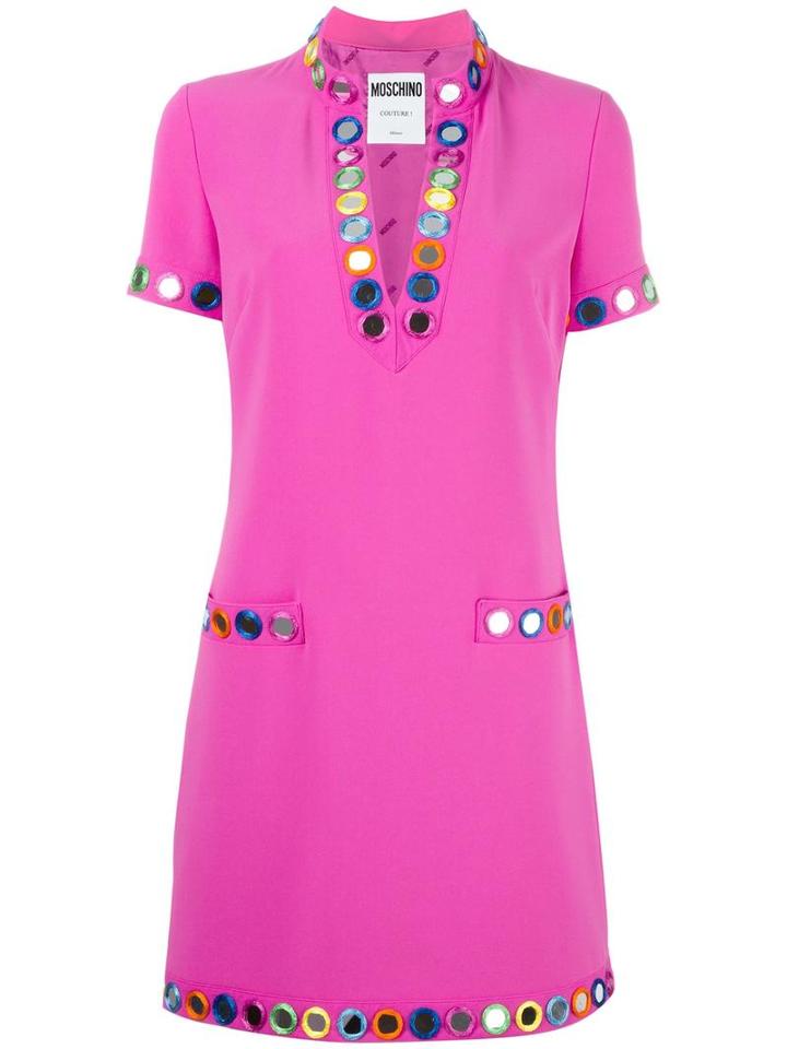 Moschino Embellished T-shirt Dress, Women's, Size: 40, Pink/purple, Polyester/rayon/triacetate