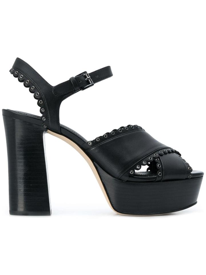 Michael Michael Kors Platform Open Toe Heels - Black