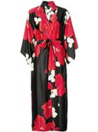 Natori Floral Print Belted Coat - Red