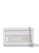 Moschino Embellished Logo Clutch Bag - Silver