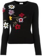 Red Valentino Crochet Flower Appliqué Jumper, Women's, Size: Small, Black, Cotton/acrylic/virgin Wool