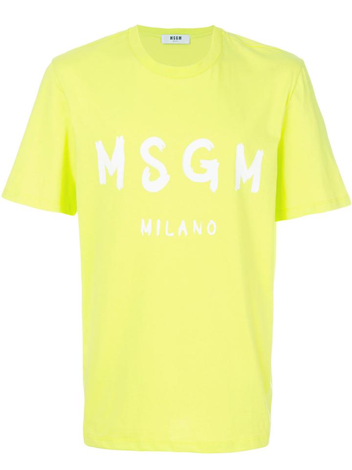 Msgm Logo Print T-shirt - Yellow & Orange