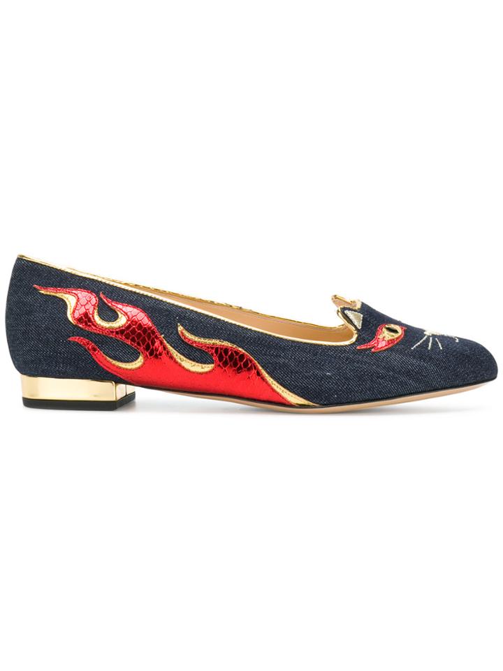 Charlotte Olympia Hot Kitty Flats - Blue