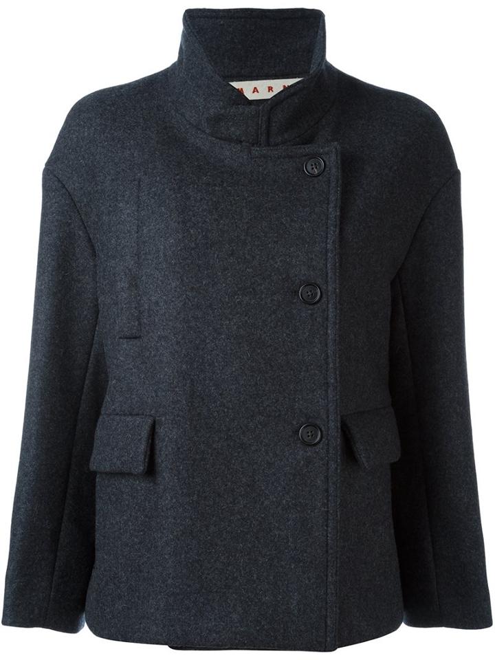Marni Short Standing Collar Peacoat