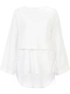 Derek Lam 10 Crosby Layered Paneled Blouse, Women's, White, Cotton/nylon