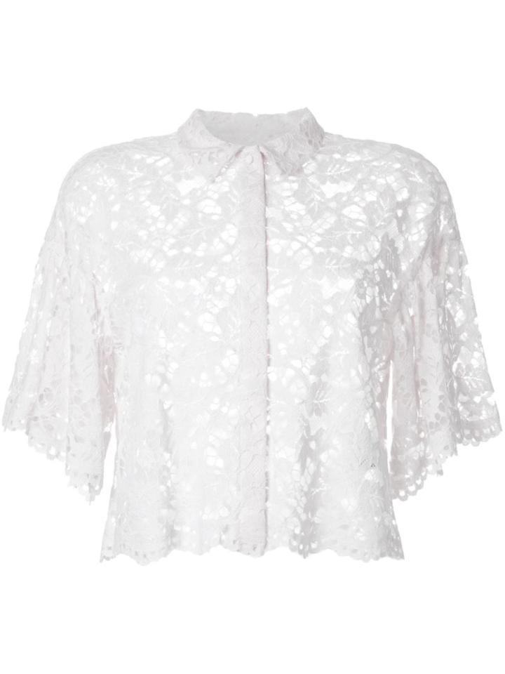 Le Ciel Bleu Leaf Lace Cropped Top