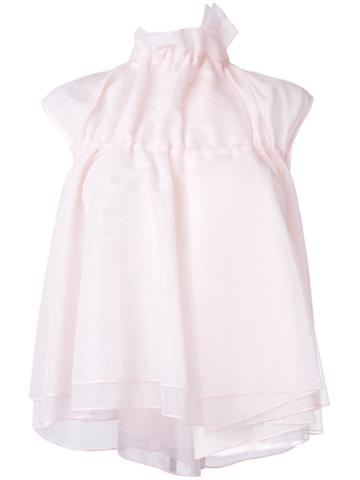 Steven Tai - Sleeveless Gathered Neck Blouse - Women - Silk/cotton - L, Pink/purple, Silk/cotton