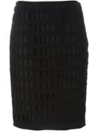 Moschino Laser Cut Pencil Skirt, Women's, Size: 42, Black, Cotton/polyester
