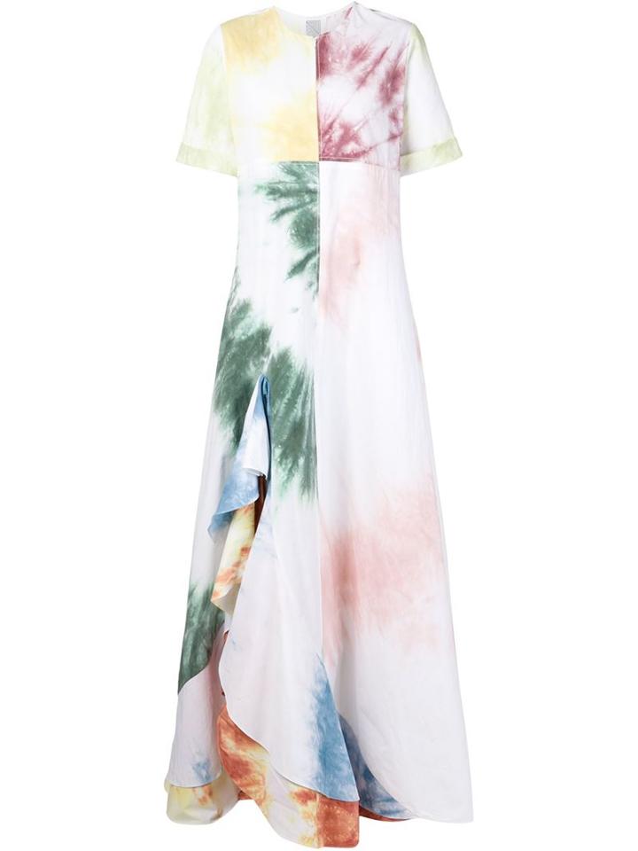 Rosie Assoulin Tie-dye Ruffle Dress, Women's, Size: Small, White, Cotton