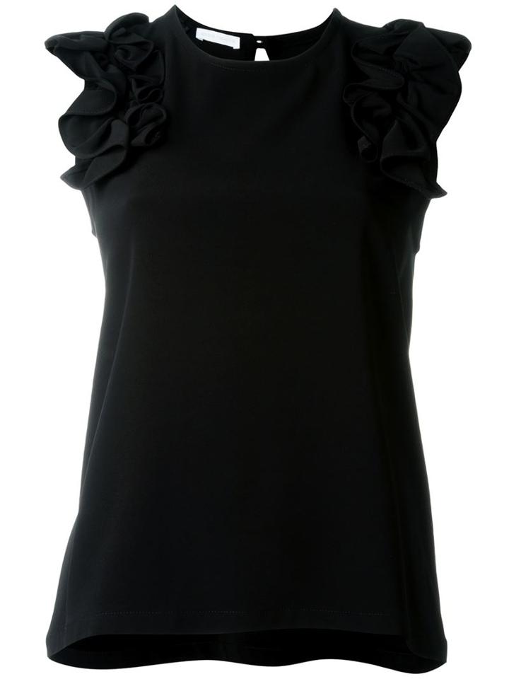 Société Anonyme Frill Trim Tank Top, Women's, Size: 1, Black, Polyester