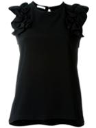 Société Anonyme Frill Trim Tank Top, Women's, Size: 1, Black, Polyester