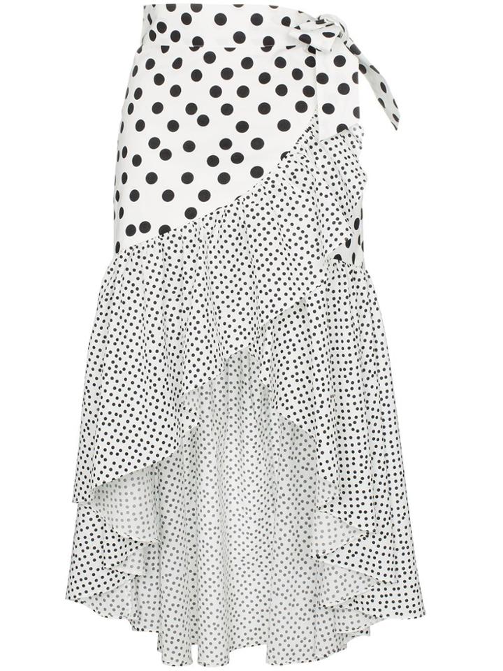 De La Vali Castana Polka Dot Ruffled Wrap Skirt - White