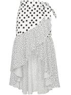 De La Vali Castana Polka Dot Ruffled Wrap Skirt - White