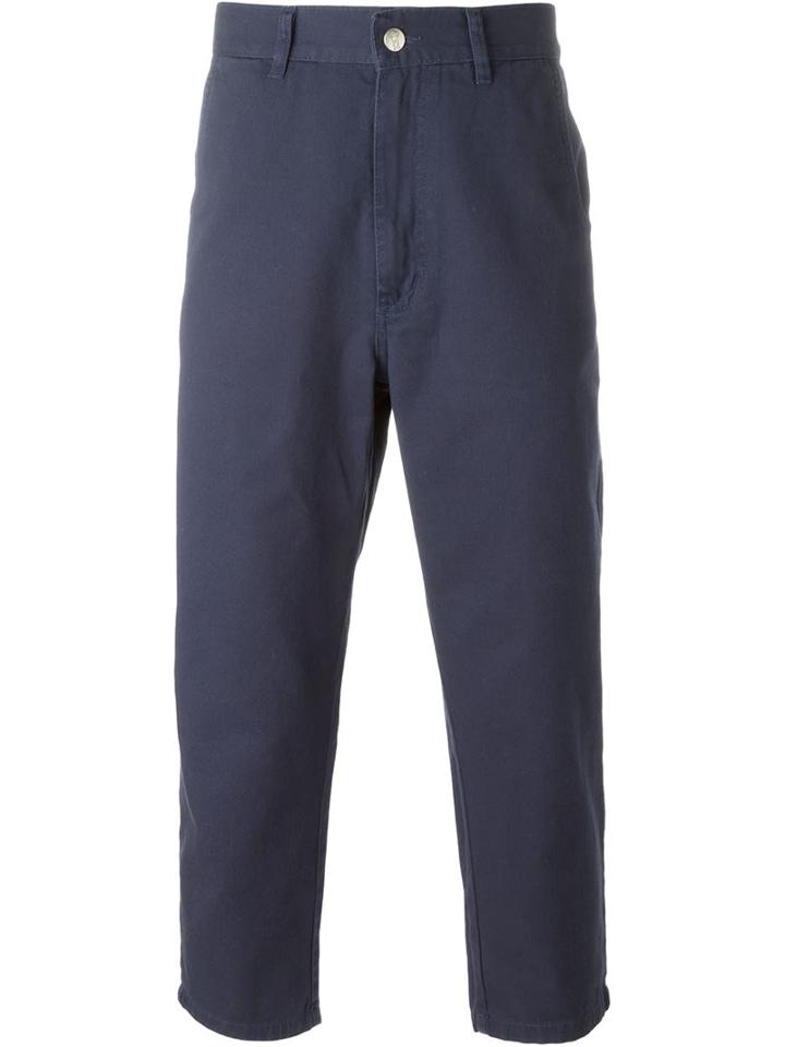 Société Anonyme Tapered Cropped Trousers, Adult Unisex, Size: Xs, Blue, Cotton