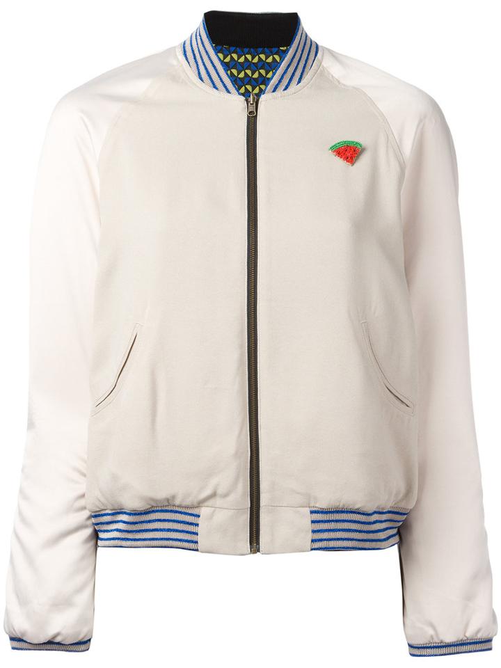 Bellerose Watermelon Patch Bomber Jacket, Women's, Size: Iii, Nude/neutrals, Cotton/polyester/lyocell/viscose