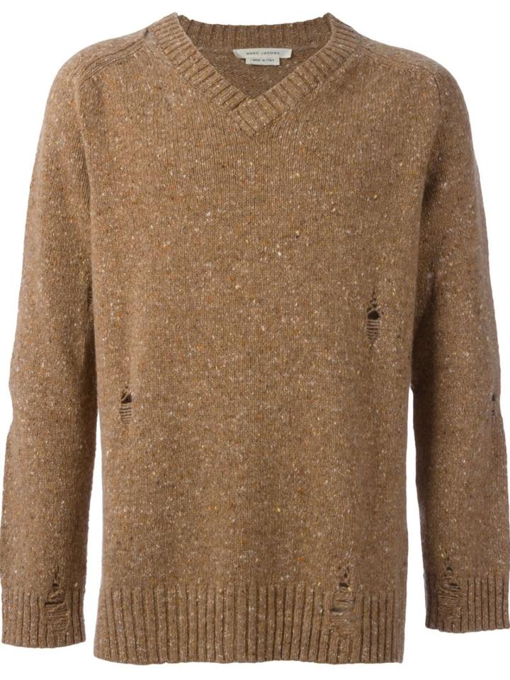 Marc Jacobs Distressed Knit Jumper, Men's, Size: Small, Nude/neutrals, Cashmere/wool