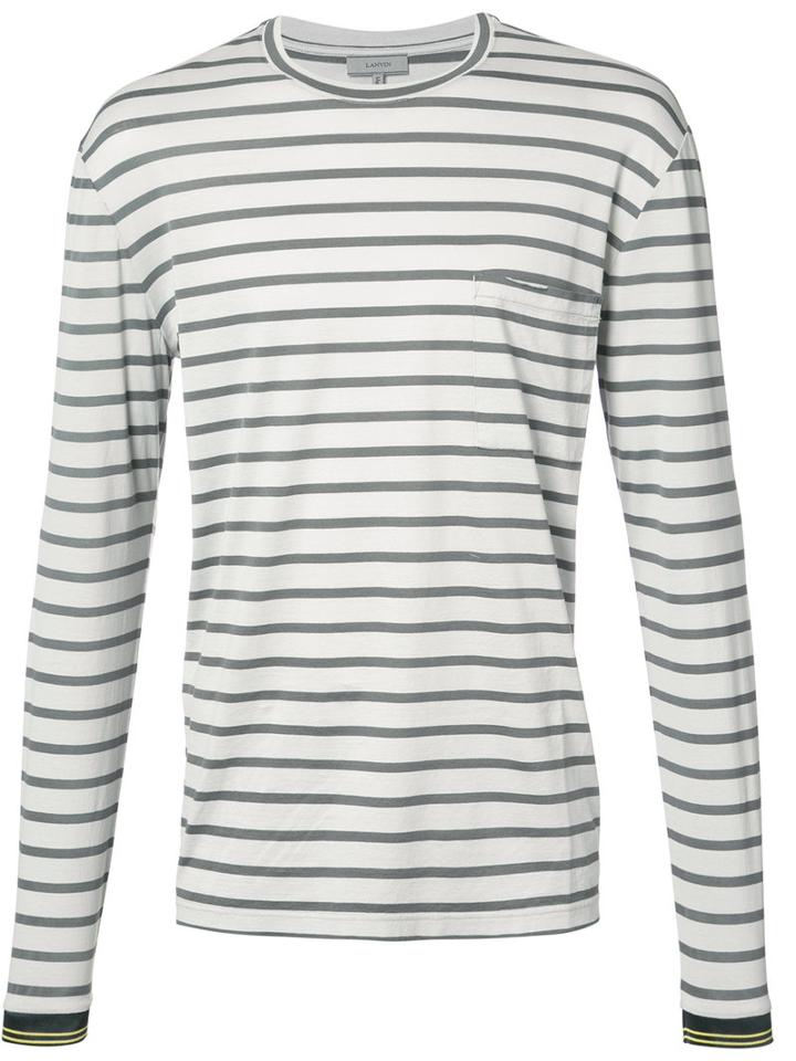 Lanvin Striped Top, Men's, Size: Medium, Grey, Cotton