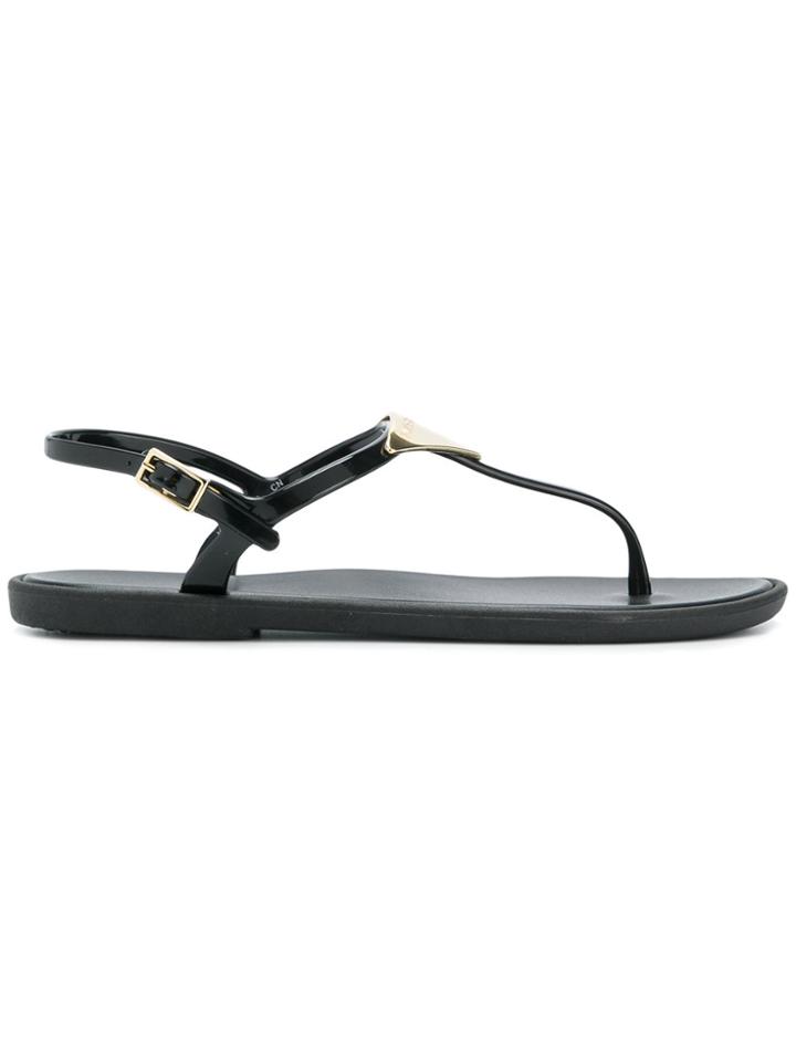 Emporio Armani Logo Plaque Flip-flops - Black