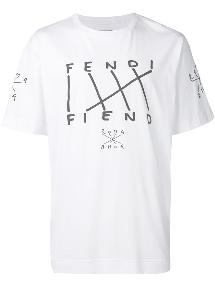 Fendi 'fendi Fiend' Print T-shirt - White