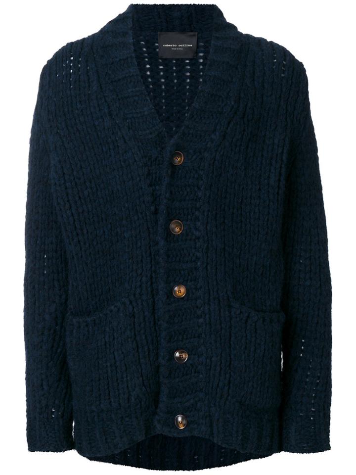 Roberto Collina Chunky Knit Cardigan - Blue