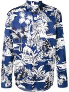 Etro Floral Print Shirt, Size: Medium, Blue, Cotton
