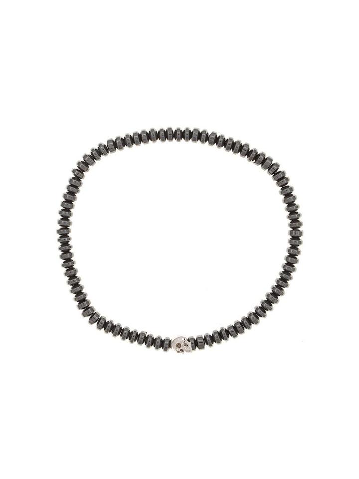 Luis Morais Mini 'g6' Side Skull Beaded Bracelet, Men's, Grey