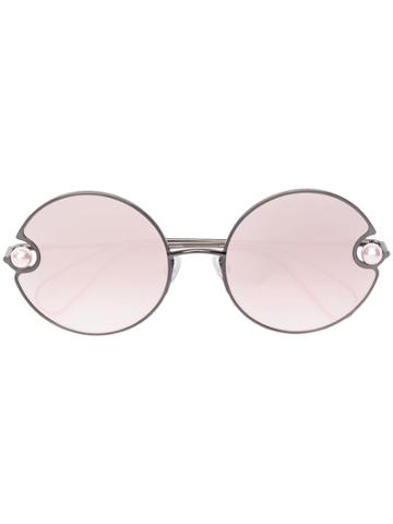 Christopher Kane Eyewear Pearl Embellished Round Sunglasses - Metallic