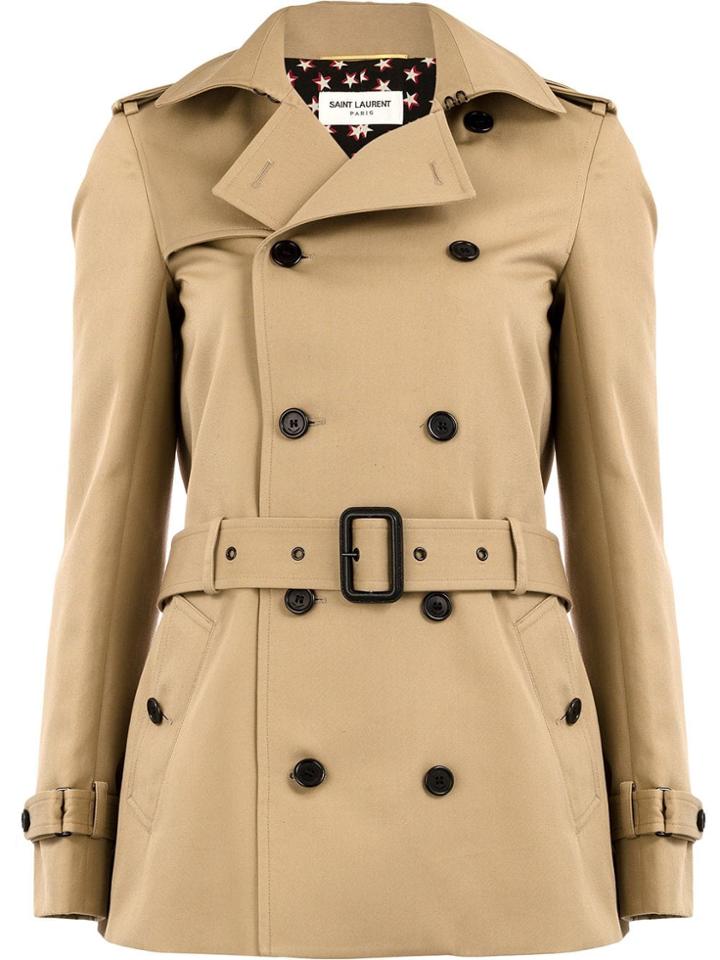 Saint Laurent Short Double-breasted Coat - Neutrals