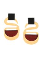 Marni Geometric Drop Earrings - Yellow & Orange