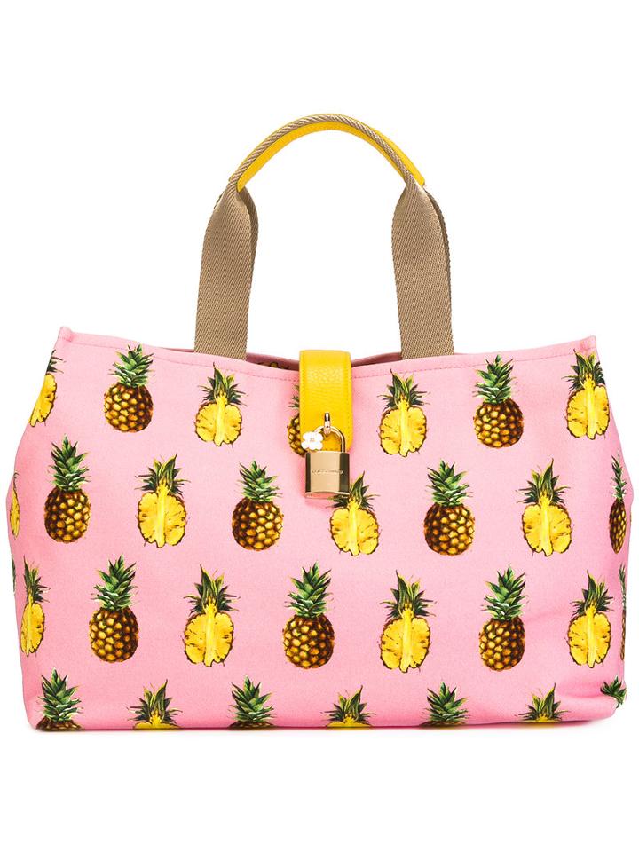 Dolce & Gabbana Pineapple Tote Bag, Women's, Pink/purple, Cotton