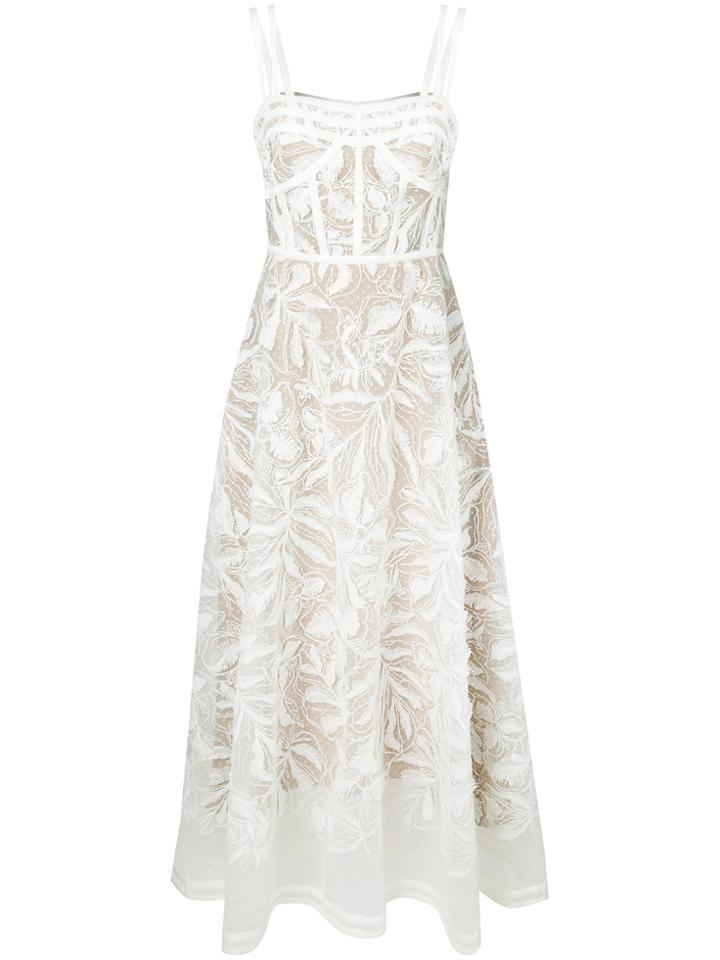 Elie Saab Floral Pattern Flared Dress - White