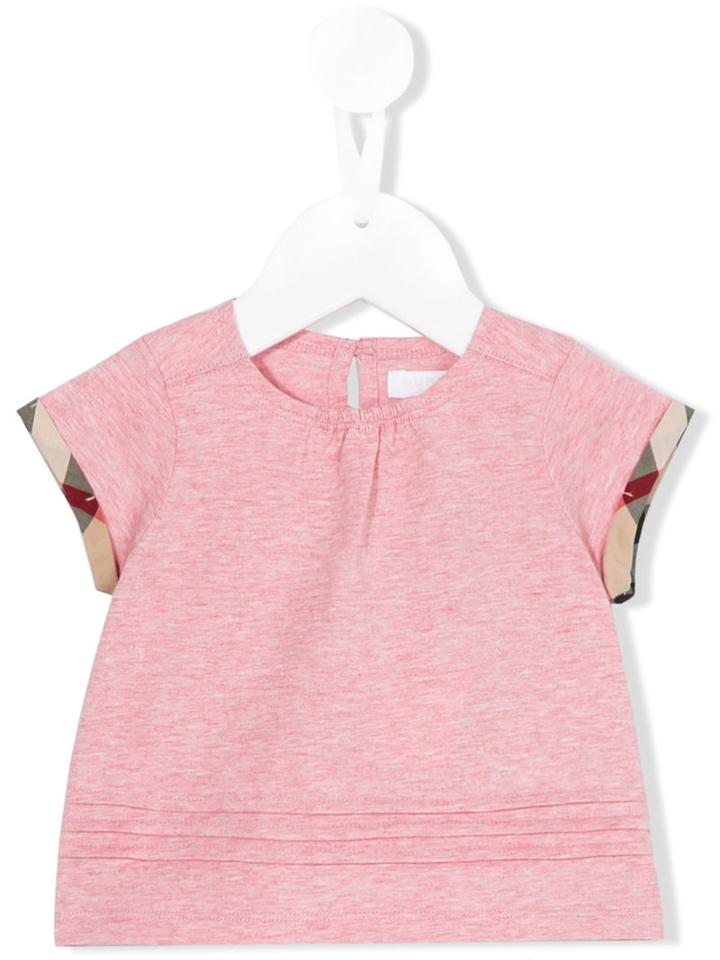 Burberry Kids - Giselle Checked Cuff Top - Kids - Cotton - 9 Mth, Infant Girl's, Pink/purple