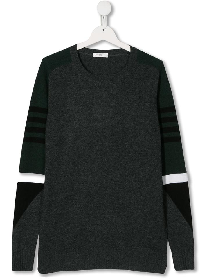 Paolo Pecora Kids Teen Contrasting Sleeve Jumper - Grey