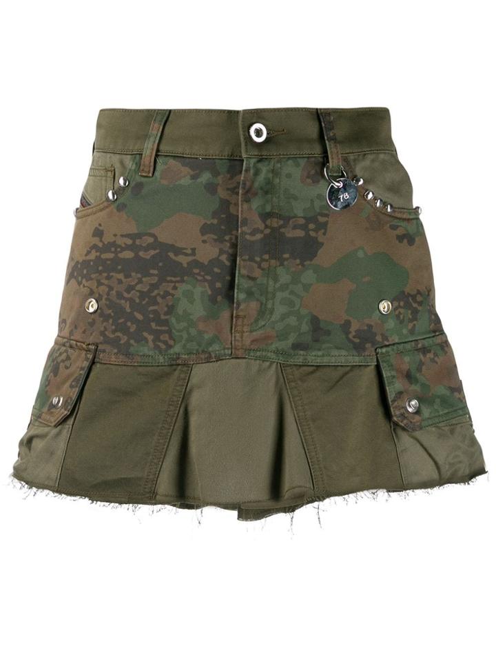 Diesel Camouflage Studded Mini Skirt - Green
