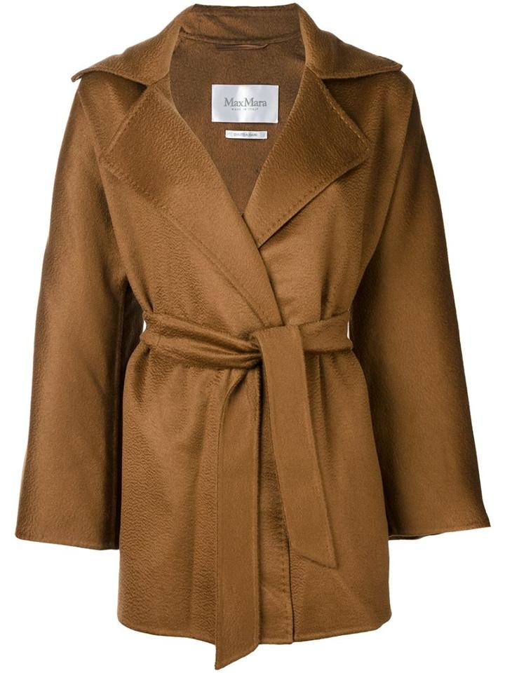 Max Mara Belted Short Coat, Women's, Size: 42, Brown, Cashmere