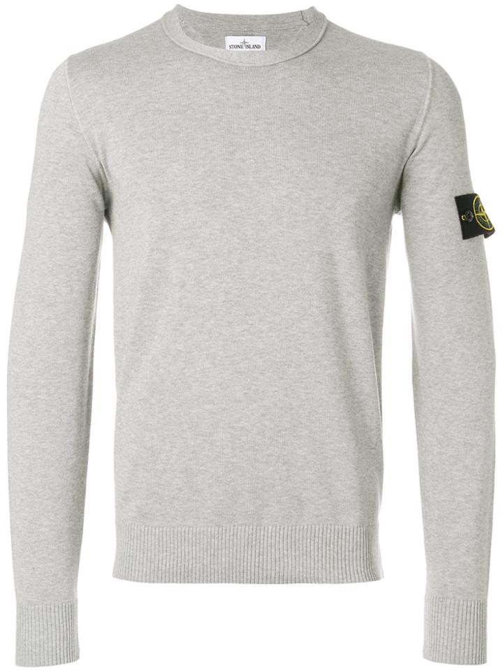 Stone Island Logo Patch Thin Sweater - Grey