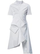 J.w.anderson Striped Asymmetric Dress, Women's, Size: 6, White, Cotton/spandex/elastane/polyamide