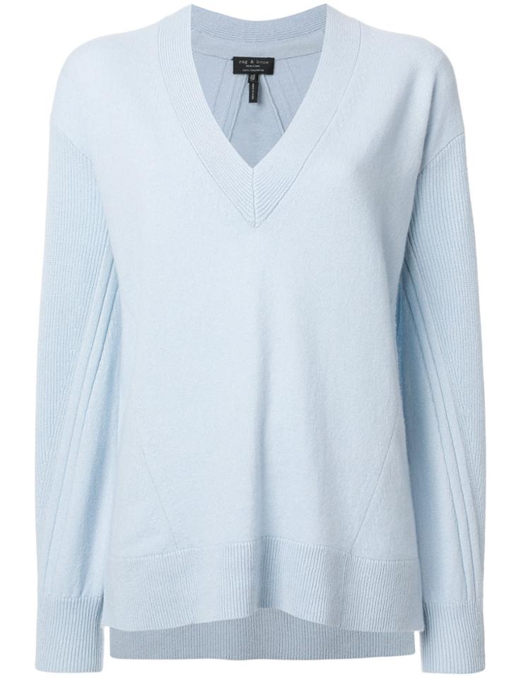 Rag & Bone Cashmere V-neck Sweater - Blue