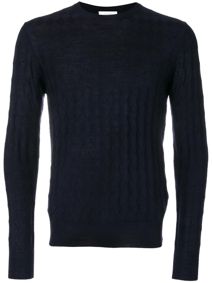 Ballantyne Crew Neck Diamond Jumper - Blue