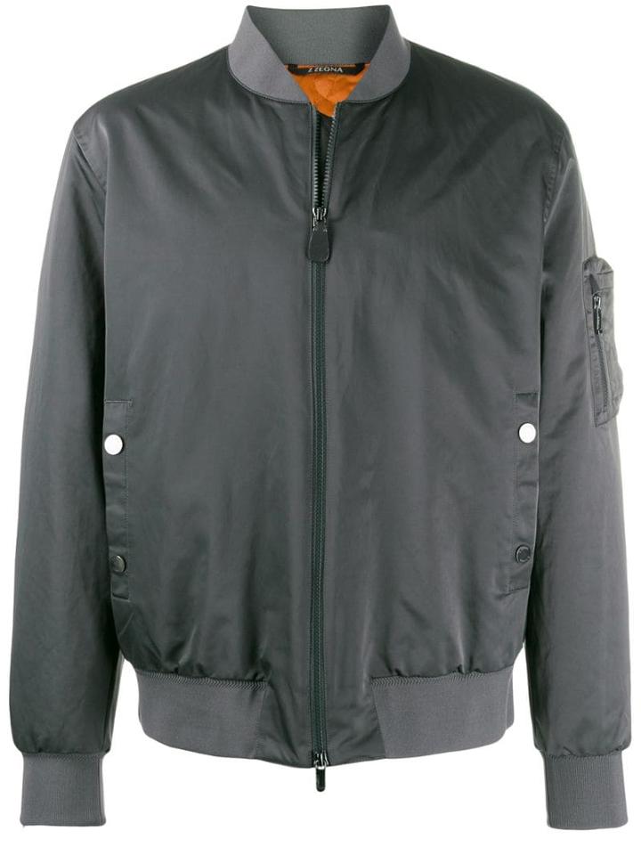 Z Zegna Zipped Bomber Jacket - Grey