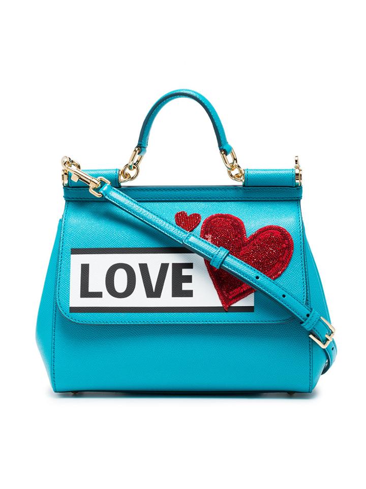 Dolce & Gabbana Blue Medium Sicily Love Shoulder Bag
