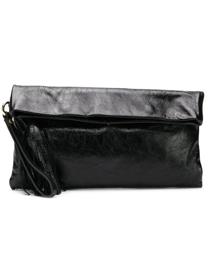 L'autre Chose Foldover Top Clutch Bag - Black