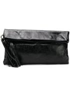 L'autre Chose Foldover Top Clutch Bag - Black