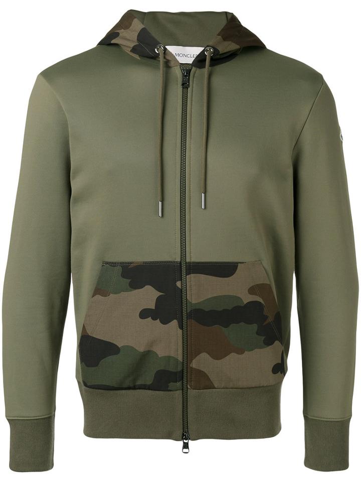 Moncler Camouflage Detail Hoodie, Men's, Size: Large, Green, Cotton/polyamide