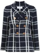 Derek Lam 10 Crosby Peaked Lapels Tweed Jacket, Women's, Blue, Cotton/acrylic/virgin Wool