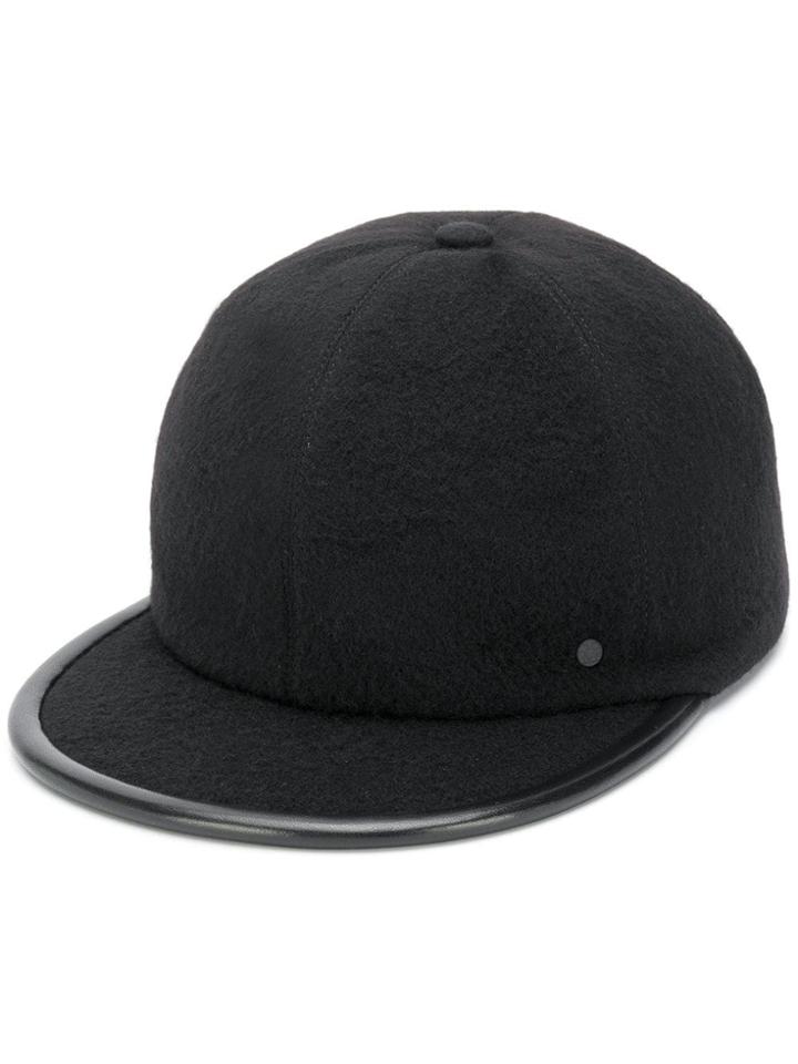 Maison Michel Leather Trim Baseball Cap - Black