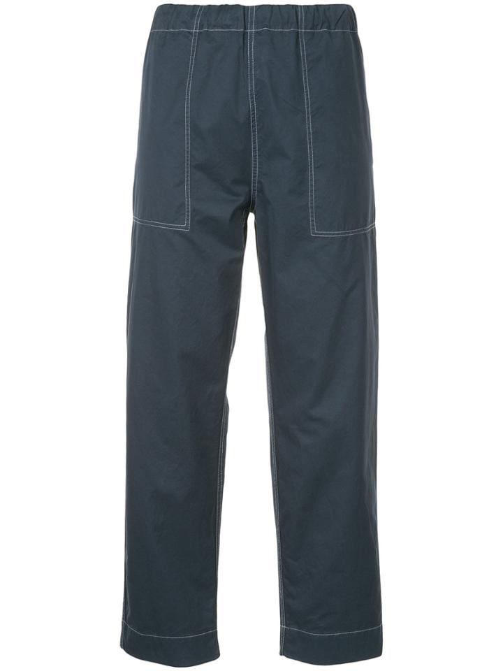 Bassike Straight Leg Stitch Detail Trousers - Blue