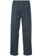 Bassike Straight Leg Stitch Detail Trousers - Blue